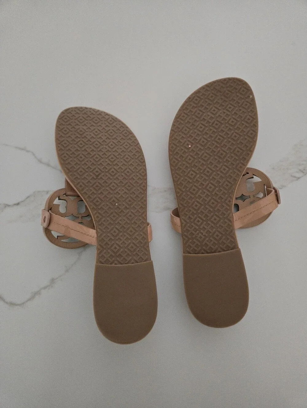 Tory Burch Multicolor Logo Tan Thong Sandals
